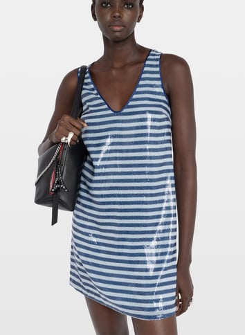 Robe courte droite à sequins ZADIG&VOLTAIRE Bleu